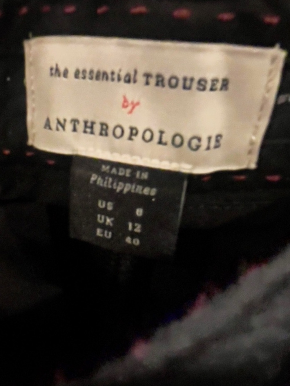 Anthropologie Essential Twill Flare Trouser Pants Black Size 8 - Picture 11 of 11